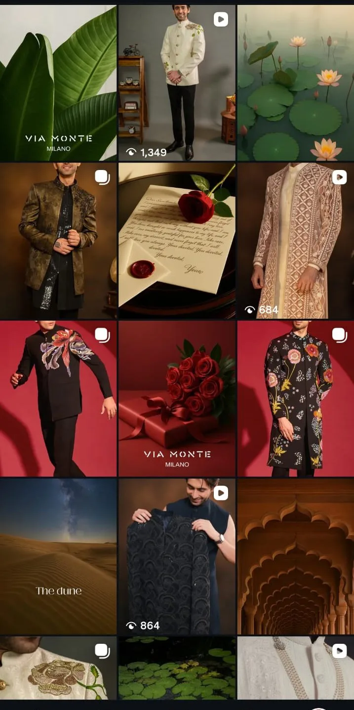 The Via Monte Milano brand world: lotus, letters, roses