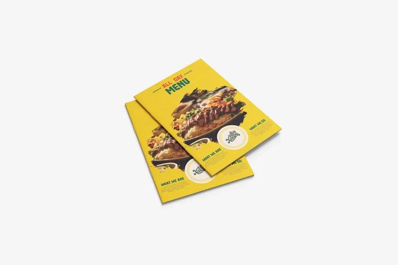 Printed all-day menu booklet