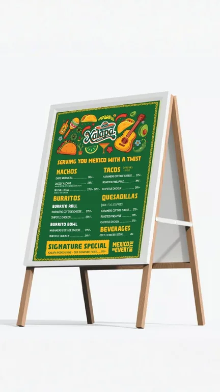 A-frame standee menu design